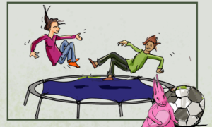 cartoon kinderen trampoline